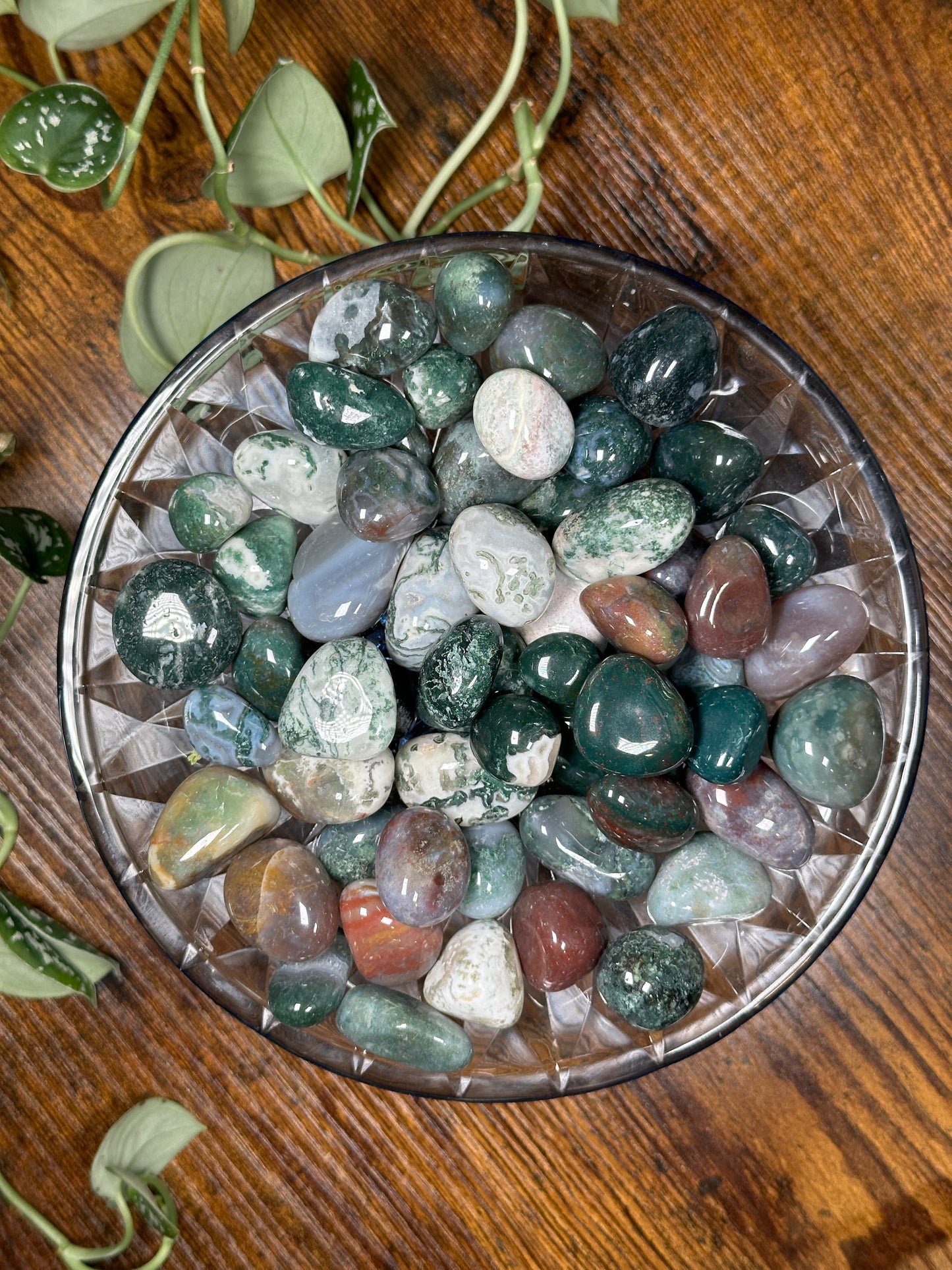 Moss Agate Tumbled Stones